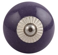 Purple Round Silver Fitting Ceramic Dresser Knob